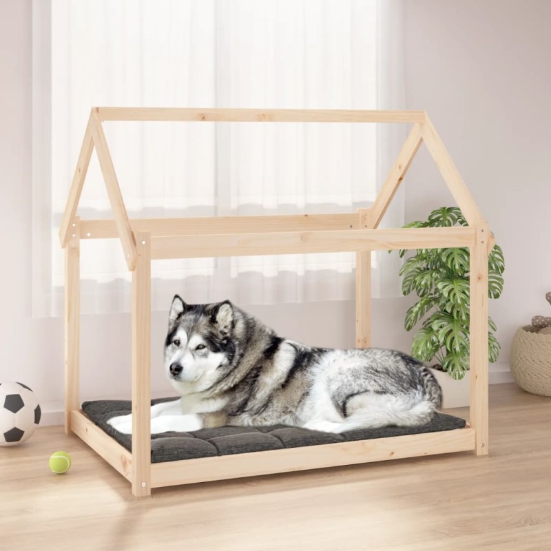 Cama para cães 111x80x100 cm madeira de pinho maciça-Ninhos para cães-Home Retail