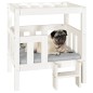 Cama para cães 65,5x43x70 cm madeira de pinho maciça branco