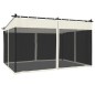 Gazebo com paredes de malha 4x3 m aço creme