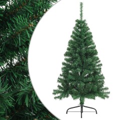 Meia árvore de Natal artificial com suporte 150 cm PVC verde