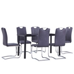 7 pcs conjunto de jantar camurça artificial cinzento