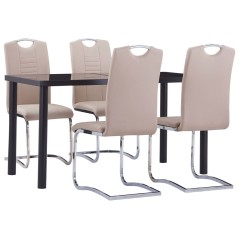 5 pcs conjunto de jantar couro artificial cappuccino