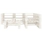 6 pcs conjunto lounge de jardim em paletes madeira branco