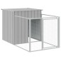 Casota cães c/ parque 110x1221x110 cm aço galvaniz. cinza-claro