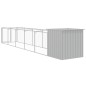 Casota cães c/ parque 110x609x110 cm aço galvaniz. cinza-claro