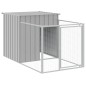 Casota cães c/ parque 110x609x110 cm aço galvaniz. cinza-claro