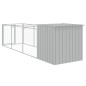 Casota cães c/ parque 110x405x110 cm aço galvaniz. cinza-claro