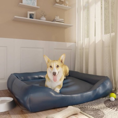 Cama para cães 105x80x25 cm couro artificial azul-escuro