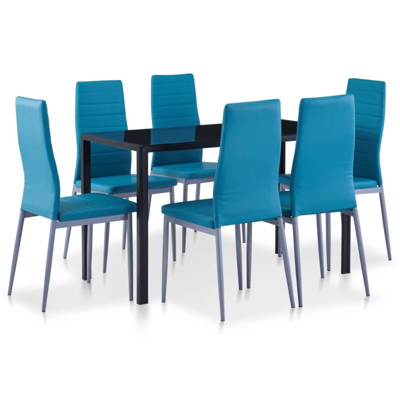 Conjunto de jantar 7 pcs azul-Conjuntos de móveis para cozinha e sala de jantar-Home Retail