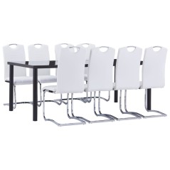 9 pcs conjunto de jantar couro artificial branco