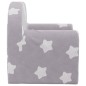 Sofá-cama infantil c/ estrelas pelúcia macia cinzento-claro