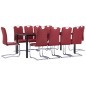 11 pcs conjunto de jantar couro artificial vermelho