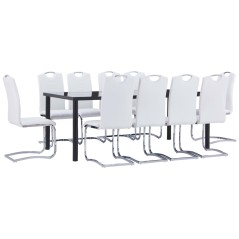 11 pcs conjunto de jantar couro artificial branco