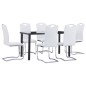 7 pcs conjunto de jantar couro artificial branco