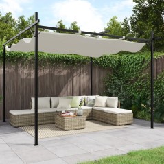 Pérgola com toldo retrátil 295x292x230 cm cor creme