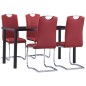 5 pcs conjunto de jantar couro artificial vermelho