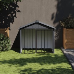 Casota para cães com teto 117x103x102 cm aço galvanizado preto