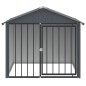 Casota para cães com teto 117x103x102 cm aço galvanizado preto