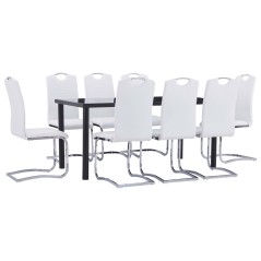 9 pcs conjunto de jantar couro artificial branco