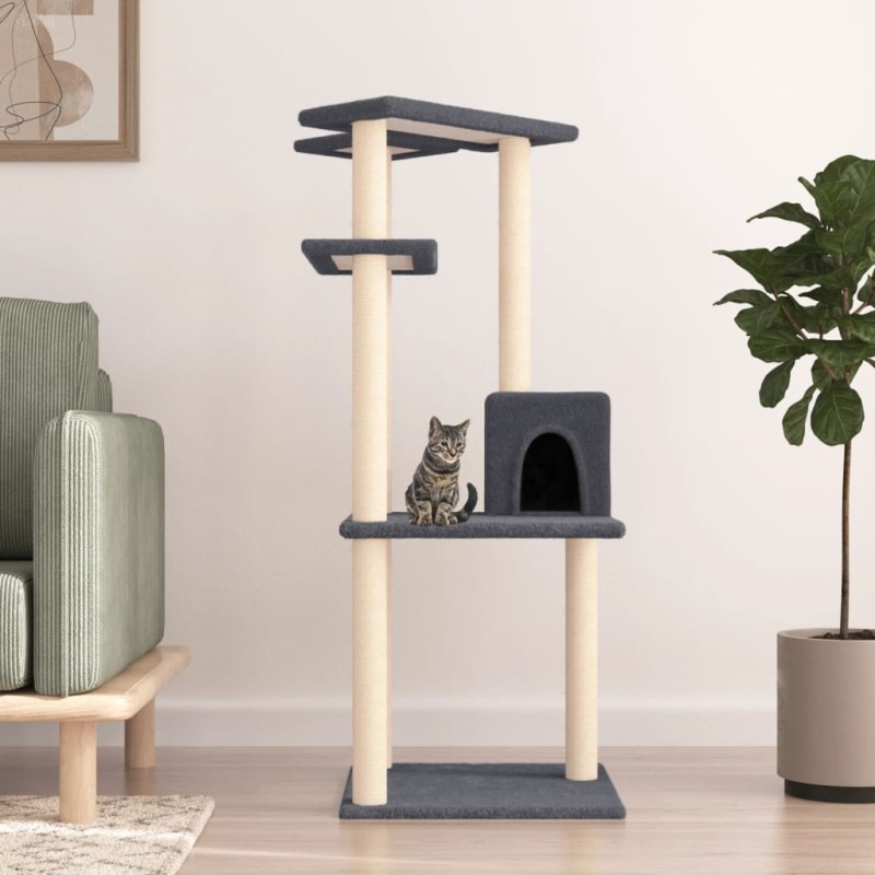 Árvore p/ gatos c/ postes arranhadores sisal 123cm cinza-escuro-Móveis para gatos-Home Retail