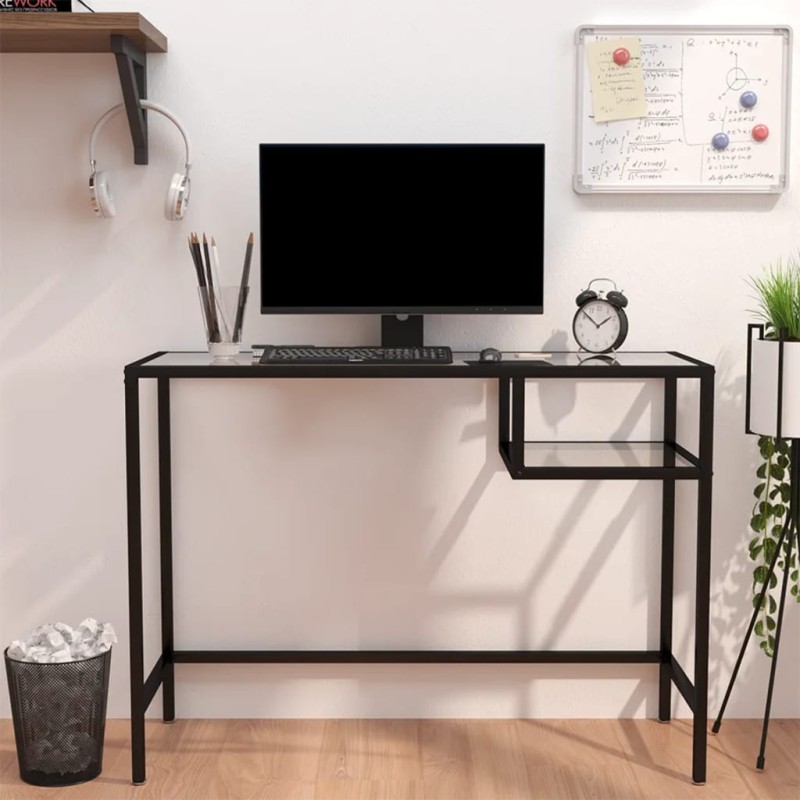 Mesa de computador vidro 100x36x74 cm transparente-Escrivaninhas-Home Retail