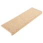 Tapetes escada adesivos aspeto sisal 15pcs 65x21x4cm bege-claro