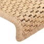 Tapetes escada adesivos aspeto sisal 15pcs 65x21x4cm bege-claro