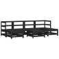 7 pcs conjunto lounge jardim c/ almofadões madeira maciça preto