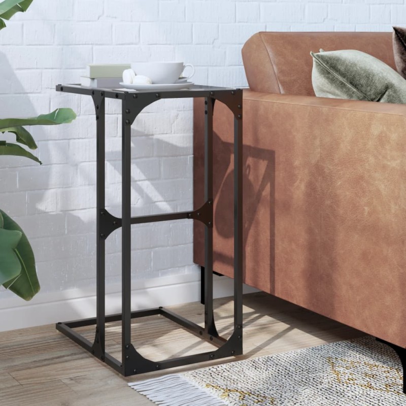 Mesa de apoio com vidro transparente 40x30x61,5 cm aço-Mesas de apoio-Home Retail