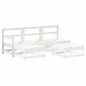 5pcs conjunto lounge jardim c/ almofadões madeira maciça branco