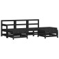 6pcs conjunto lounge jardim c/ almofadões madeira maciça preto