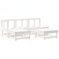 5pcs conjunto lounge jardim c/ almofadões madeira maciça branco