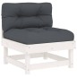 5pcs conjunto lounge jardim c/ almofadões madeira maciça branco