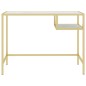 Mesa de computador vidro 100x36x74 cm branco e dourado