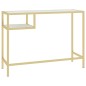 Mesa de computador vidro 100x36x74 cm branco e dourado