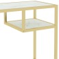 Mesa de computador vidro 100x36x74 cm branco e dourado