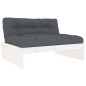 5pcs conjunto lounge jardim c/ almofadões madeira maciça branco