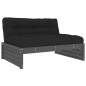 4 pcs conjunto lounge jardim c/ almofadões madeira maciça cinza