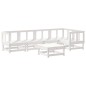 6pcs conjunto lounge jardim c/ almofadões madeira maciça branco