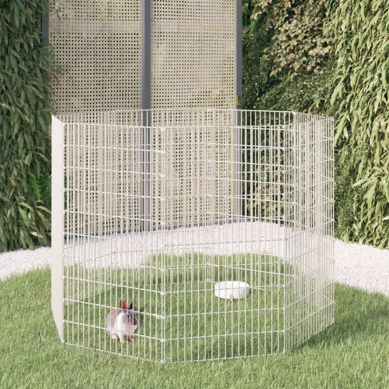 Recinto exterior p/ animais 8 painéis 54x100cm ferro galvaniz.-Casotas e gaiolas para animais pequenos-Home Retail