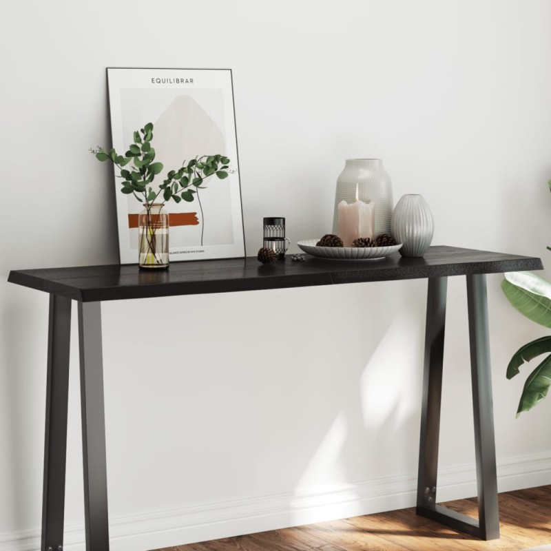 Tampo de mesa com bordas vivas maciço tratado castanho-escuro-Tampos de mesa-Home Retail