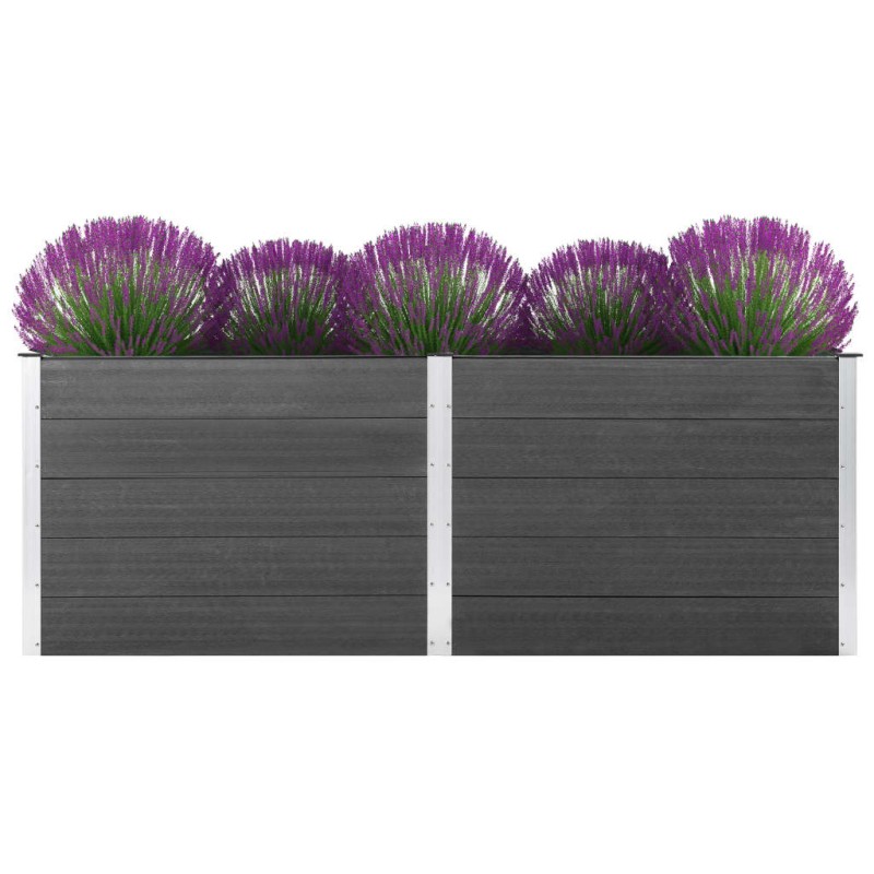 Canteiro elevado de jardim 250x50x91 cm WPC cinzento-Vasos e floreiras-Home Retail