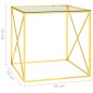 Mesa de centro 55x55x55 cm aço inoxidável e vidro dourado