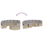 2 pcs conjunto de sofás de jardim semicircular vime PE bege