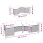 2 pcs conjunto de sofás de jardim semicircular vime PE cinzento