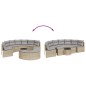 3 pcs conjunto de sofás de jardim semicircular vime PE bege