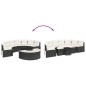 3 pcs conjunto de sofás de jardim semicircular vime PE preto