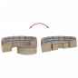 2 pcs conjunto de sofás de jardim semicircular vime PE bege