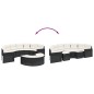 2 pcs conjunto de sofás de jardim semicircular vime PE preto