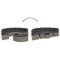 3 pcs conjunto de sofás de jardim semicircular vime PE cinzento